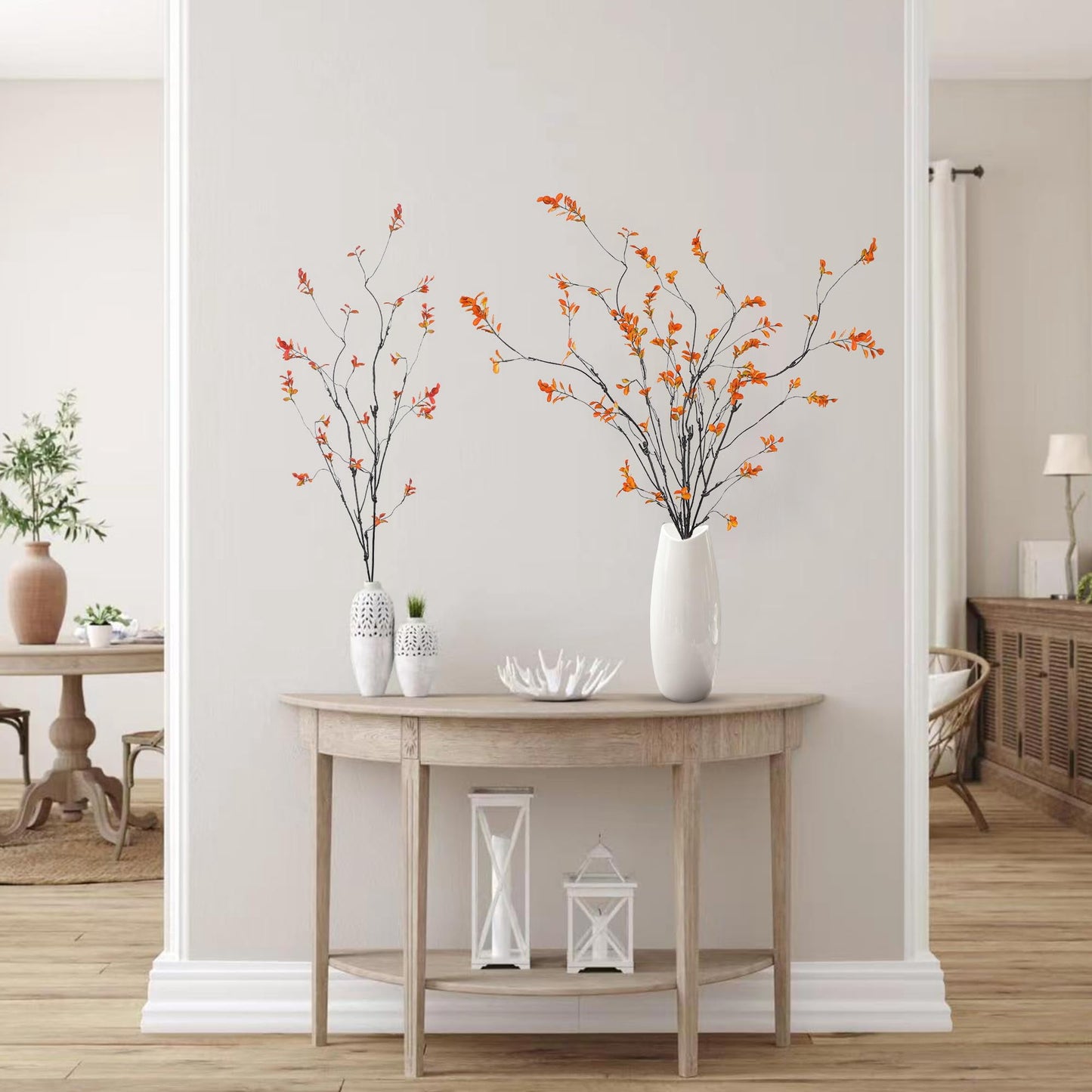 TETOU 38" Fall Artificial Ficus Branches, 4 Pcs Fake Greenery Stems Faux Eucalyptus Stems Fake Maple Twigs for Home Autumn Indoor Office Wedding Vase Filler Decoration