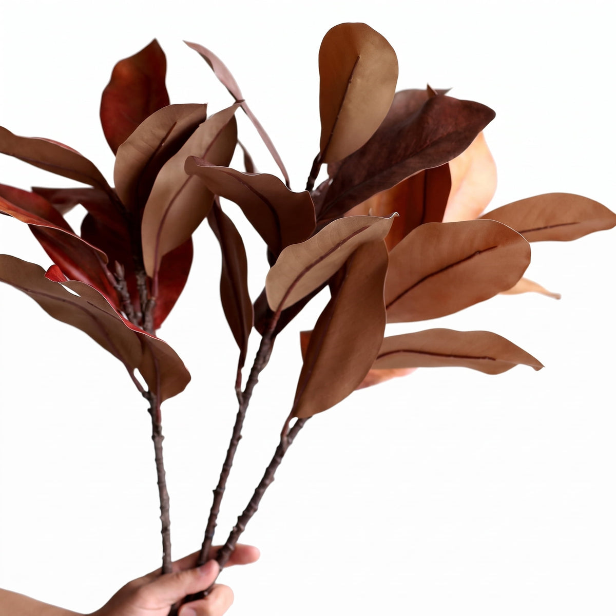 TETOU 3 Pcs Fall Artificial Magnolia Leaves Branches, 21.7" Fake Magnolia Stems Faux Plants for Indoor Outdoor Autumn Thanksgiving Farmhouse Table Home Vase Filling Party Wedding Decorations