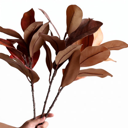 TETOU 3 Pcs Fall Artificial Magnolia Leaves Branches, 21.7" Fake Magnolia Stems Faux Plants for Indoor Outdoor Autumn Thanksgiving Farmhouse Table Home Vase Filling Party Wedding Decorations