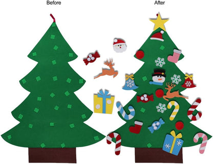 TETOU 3Ft DIY Felt Christmas Tree for Kids, Felt Xmas Tree Set with 26pcs Ornaments, Christmas Decorations Indoor Wall Hanging Kids Gift