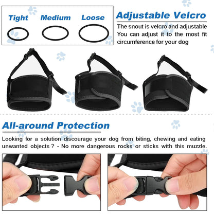 TETOU Dog Muzzle, Soft Mesh Breathable Drinkable Pets Muzzles with Adjustable Strap for Small Medium Large Dogs - M