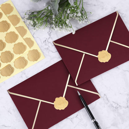 TETOU 300pcs Gold Embossed Envelope Seal Heart Pattern Stickers for Wedding Invitations Greeting Letters Cards