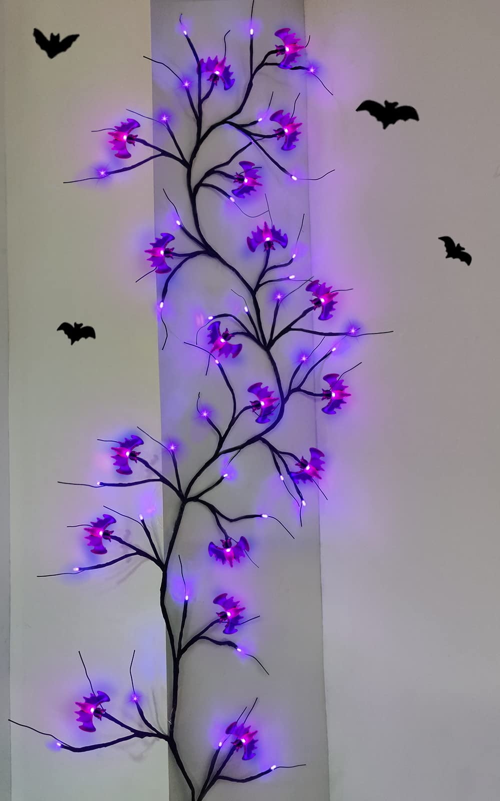TETOU Halloween Willow Vine Twig Light LED Pumpkin Bat Branches Garland for Home Party Wall Fireplace Decoration
