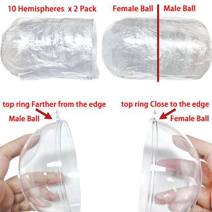 TETOU 10Pcs Christmas Ornaments Balls, 80mm Clear Plastic Fillable Ornament for Crafts, Clear Acrylic DIY Ornaments for Christmas Tree Holiday Wedding Party Home Hanging Decor