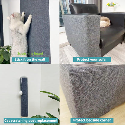TETOU 15.8*78.7" Cat Scratching Mat with Self-Adhesive Trimmable, Replacement for Cat Tree Shelf Shelves, Cat Scratch Carpet for Indoor Cats - Dark Gray