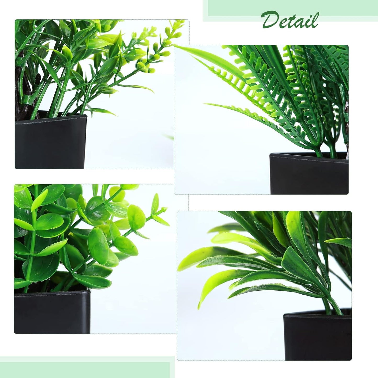 TETOU 4Pcs Fake Plants in Black Pot, Mini Artificial Eucalyptus Potted Plant Small Faux Grass Greenery Potted Plants for Indoor Home Office Farmhouse Bathroom Table Decoration