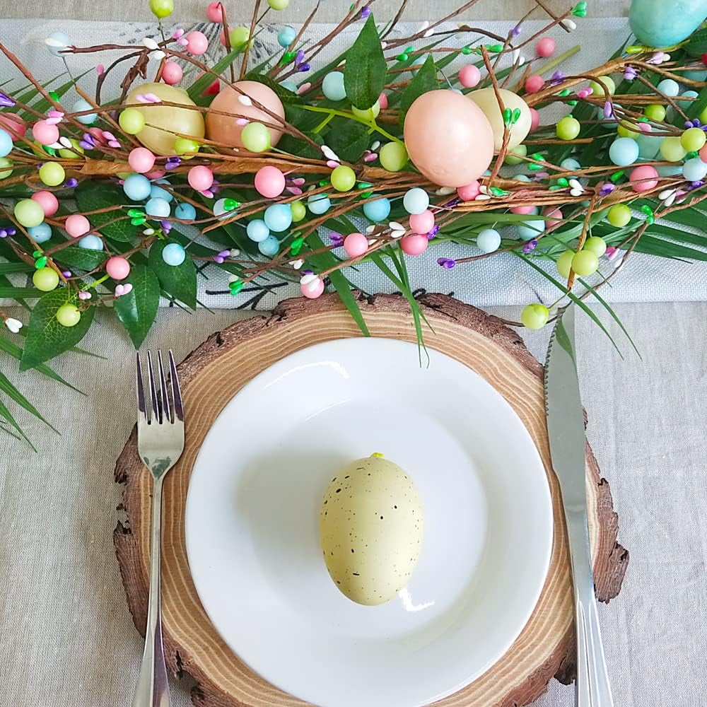 TETOU 6 FT Easter Egg and Mixed Berry Garland, Hanging Rustic Pastel Spring Easter Decor,Artificial Easter Garland for Indoor Outdoor Home Fireplace Party Door Decoration