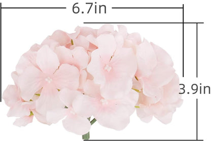TETOU 10Pcs Silk Hydrangea Heads, Artificial Flowers Heads Fake Flower with Stems for Home Wedding Family Party Decoration - Baby Pink