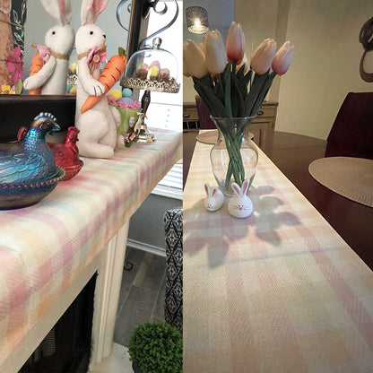 TETOU Linen Spring Easter Buffalo Check Plaid Table Runner Rustic Farmhouse Home Dining Kitchen Table Decor