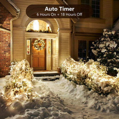 TETOU Christmas Lights,33Ft 100 LED Battery Mini Xmas Tree Lights,8 Modes Waterproof String Lights with Timer for Outdoor Indoor Home Christmas Party Yard Decoration(Warm White)