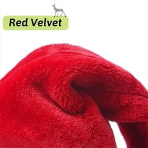 TETOU 2pc Christmas Hat,Red and White Faux Fur Plush Velvet Santa Hat for Adults Men Women Christmas New Year Festive Party