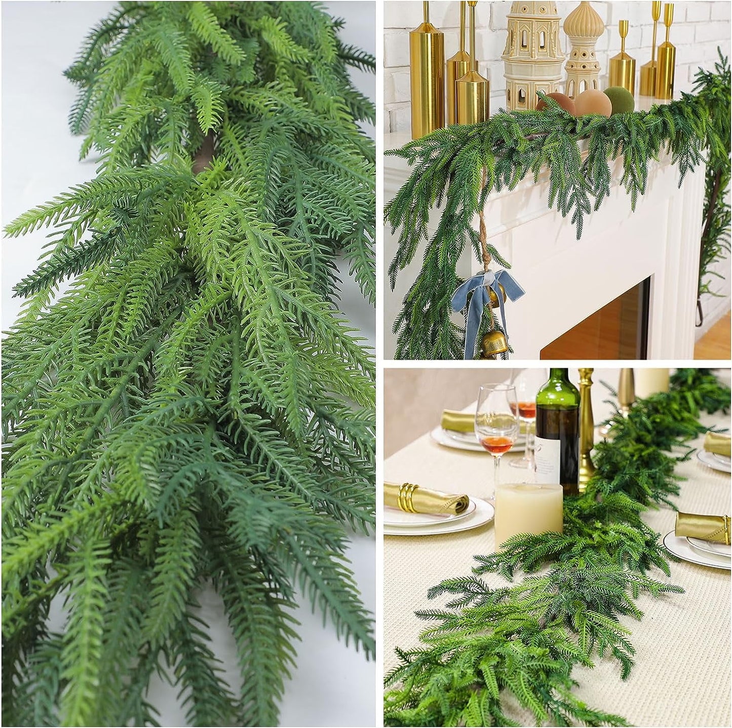TETOU 6ft Christmas Garlands Norfolk Pine Garland Greenery Pine Garland for Indoor Holiday Decor