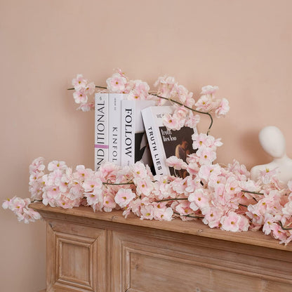 TETOU 23.6ft Flower Garland Artificial Cherry Blossom Hanging Vines for Spring Pink Home Room Wedding Party Kawaii Decor