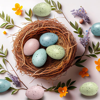 TETOU 16 Pcs Easter Egg Basket Stuffers,2.4in Decorative Easter Speckled  Eggs Plastic Bowl and Vase Filler for DIY Crafts Spring Displays Easter Party Decorations