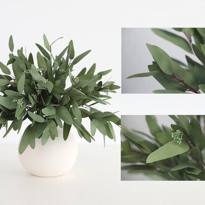 TETOU Artificial Eucalyptus Stems with Seeds, 33'' Tall Fake Plants Leaves Olive Tree Branches, Faux Greenery Stems for Bridal Wedding Bouquet Vase Table Centerpiece Decor