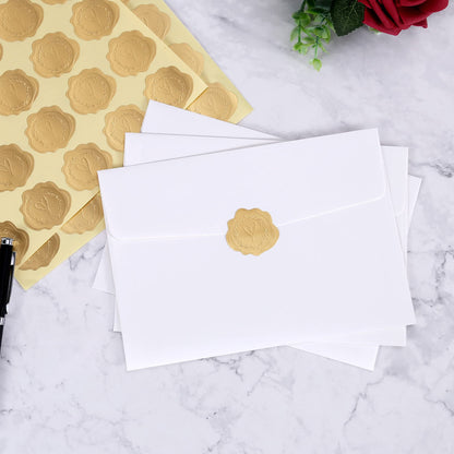 TETOU 300pcs Gold Embossed Envelope Seal Heart Pattern Stickers for Wedding Invitations Greeting Letters Cards