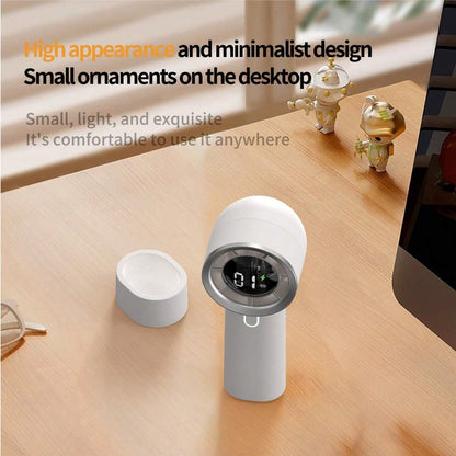 TETOU Portable Handheld Fan 3000mAh USB Rechargeable LED Digital Power Display Mini Personal Fan for Indoor Outdoor Office Travel