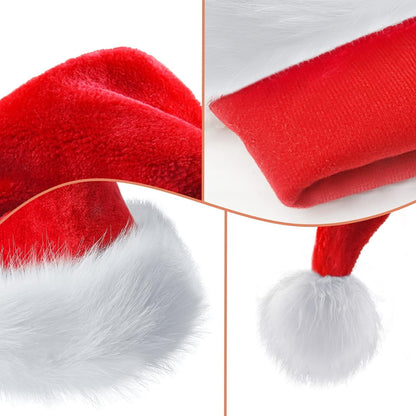 TETOU 1pc Christmas Hat,Red and Green Faux Fur Plush Velvet Santa Hat for Adults Men Women Christmas New Year Festive Party