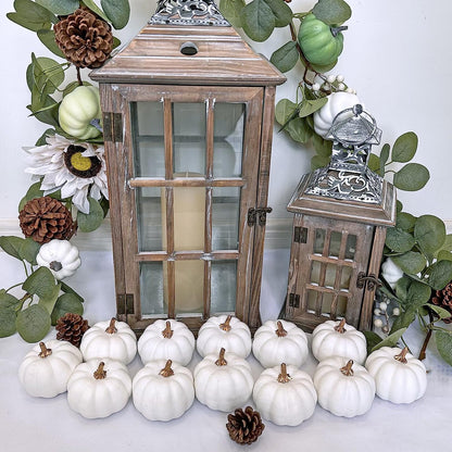 TETOU 6pcs Mini Pumpkins Artificial White Foam Pumpkins for Halloween Home Fall Thanksgiving Harvest Centerpiece Decoration