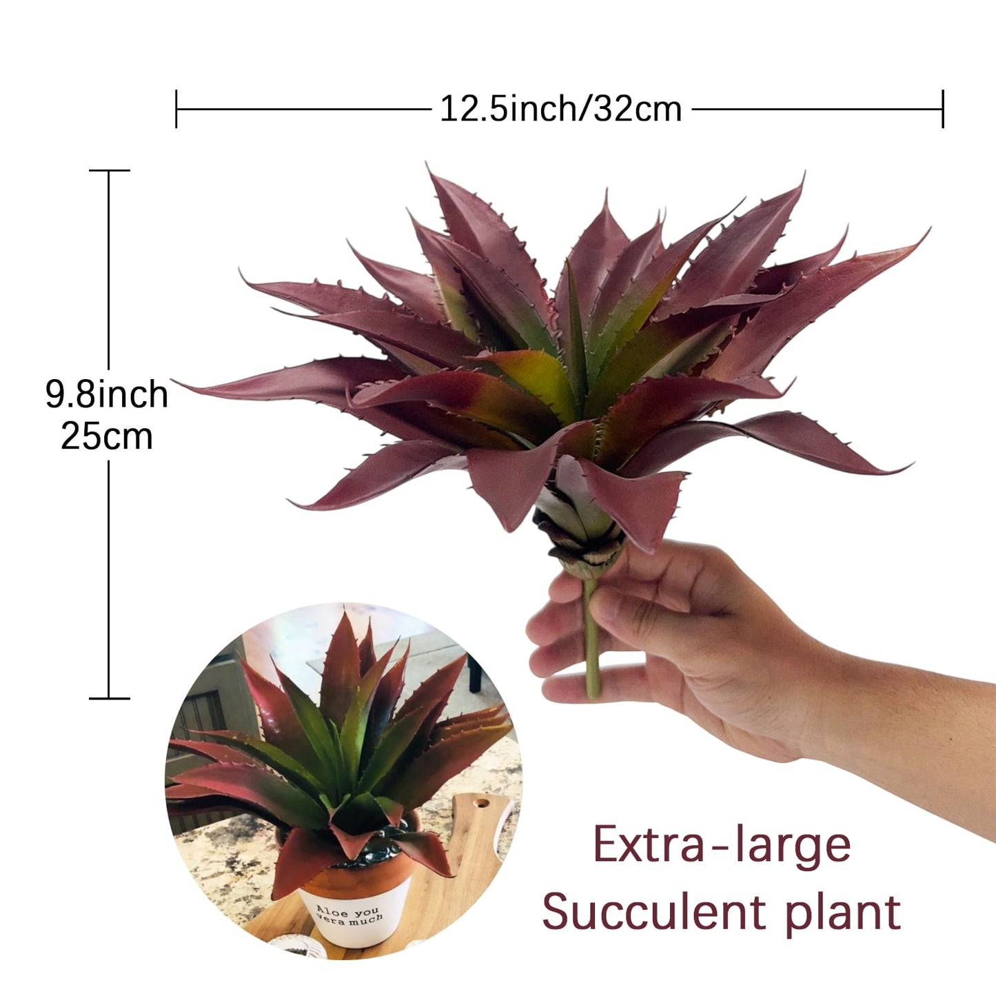 TETOU Succulents Plants Artificial Aloe Plant 12.5" Large Fake Succulents Unpotted Indoor & Outdoor Home Greenery Decor