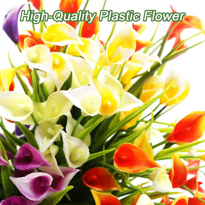 TETOU 5pcs Artificial Calla Lily Plastic Flowers UV Resistant Fake Plants Home Garden Indoor Outdoor Decor - Rose