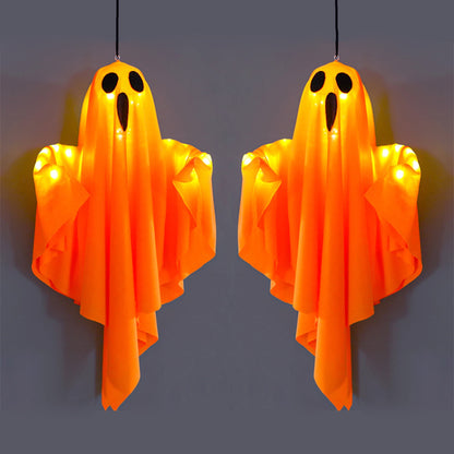 TETOU Hallowe'en LED Hanging Ghosts, 19.68" Cute Glowing Flying Ghost for Hallowe'en Party Front Yard Patio Lawn Garden Holiday Decor - Orange