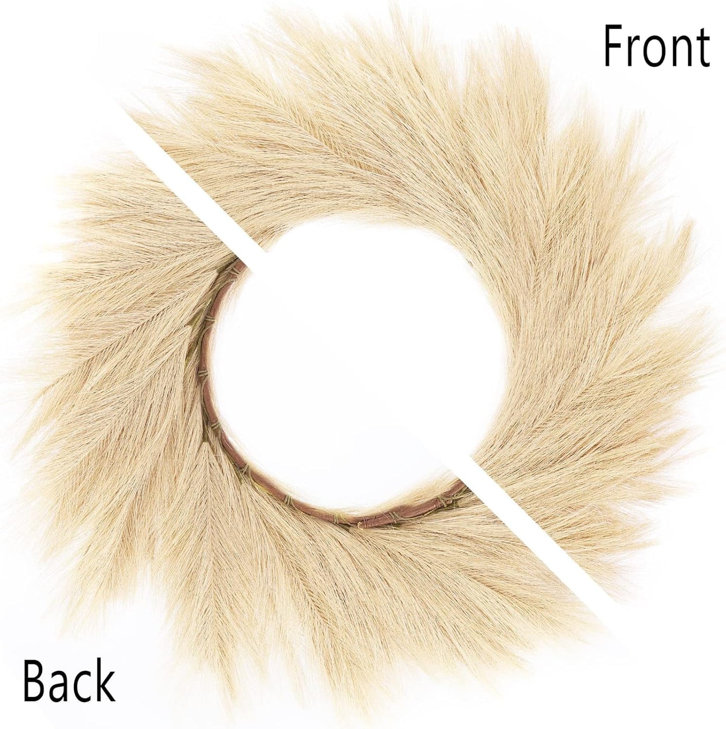 TETOU Artificial Pampas Grass Wreath, 26" Faux Pampas Grass Decor for All Seasons Home Boho Fall Modern Decoration - Beige