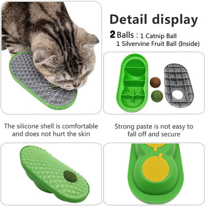 TETOU 2Pcs Catnip Toys Balls That Stick on Wall, Rotatable Cat Toy Ball, Catnip Wall Balls for Cats Lick - Yellow