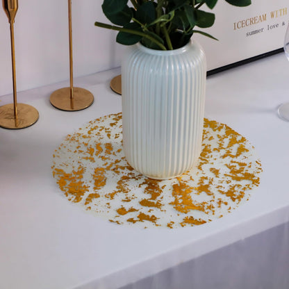 TETOU 12Pcs Disposable Gold Placemats, 13" Gold Foil Mesh Pressed Fall Table Mates Gold Doilies for Dining Table Wedding Birthday Party Holiday Home Decor