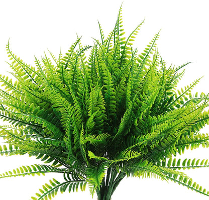 TETOU 4/8pcs Artificial Plants Fake Boston Fern Outdoor Greenery Hanging Ferns Wedding Garden Decor