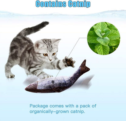 TETOU 2 Pack 11" Interactive Fish Cat Toys Flopping Fish with SilverVine and Catnip Moving Cat Kicker Cat Toys for Indoor Cats Puppy Play Chase Exercise Activity