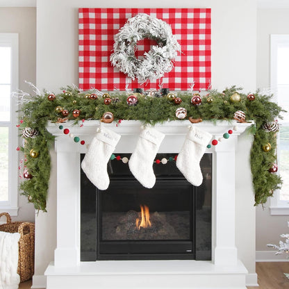 TETOU 6.5ft Christmas Pine Cypress Artificial Greenery Garland, Fake Pine Christmas Garland for Holiday Mantel Fireplace Centerpiece Decoration(not include pine cones or other decorations