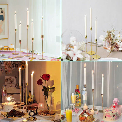TETOU Candlestick Holders Set of 3 Taper Goblet Brass Gold Candle Holders Fireplace Party Wedding Dining Decor