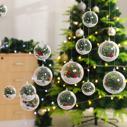 TETOU 10Pcs Christmas Ornaments Balls, 60mm Clear Plastic Fillable Ornament for Crafts, Clear Acrylic DIY Ornaments for Christmas Tree Holiday Wedding Party Home Hanging Decor