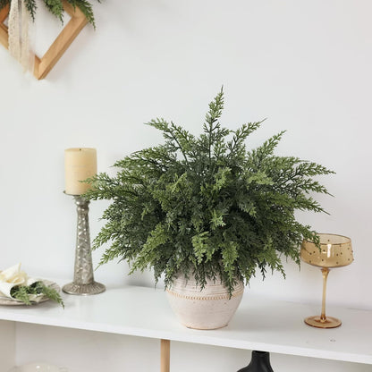 TETOU 6pcs Real Touch Cedar Branches,18" Artificial Christmas Cedar Branch Realistic Fake Pine Picks Faux Greenery Plants Stem for Vase DIY Crafts Garland Wreath Indoor Outdoor Home Decor