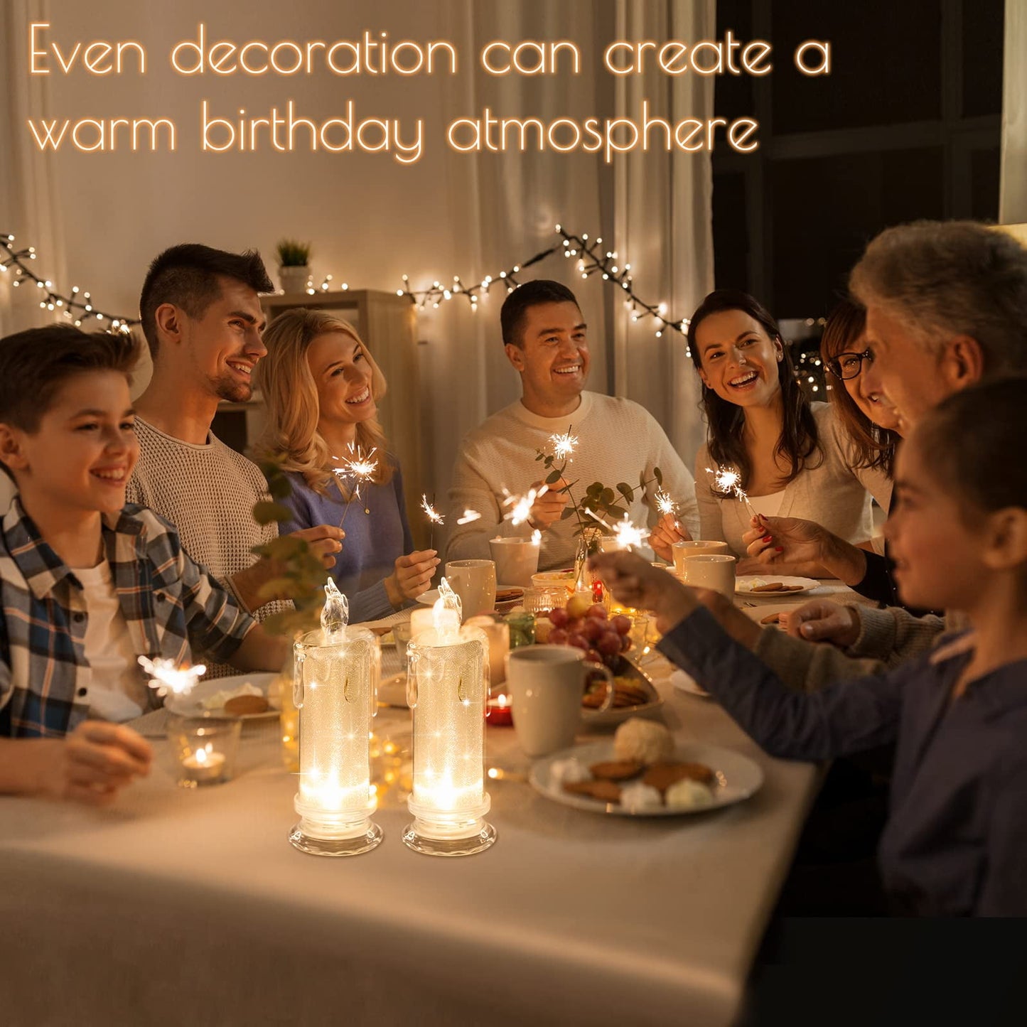 TETOU 4pcs LED Flameless Candles Crystal Lamp Tealight Home Table Birthday Wedding Christmas Decor