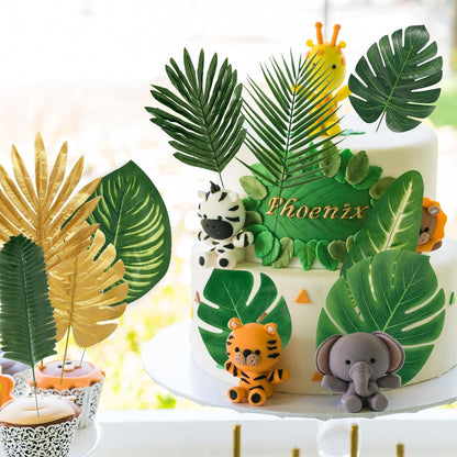 TETOU 110 Pieces 11 Kinds Artificial Tropical Palm Leaves Tropical Leaves Monstera Leaves Safari Jungle Leaf with Stems for Hawaiian Luau Party Beach Table Wedding Shower Birthday Theme Decorations