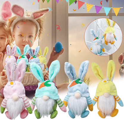 TETOU Easter Gnomes Plush 4pcs Bunny Swedish Tomte Elf Stuffed Doll Rabbit Kids Gift Home Ornament