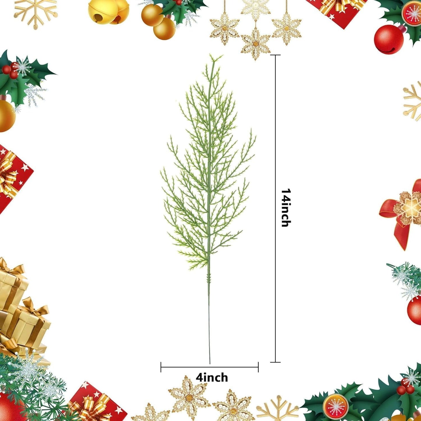 TETOU Artificial Pine Branches, 13.7" Fake Greenery Pine Sprigs, Plastic Greenery Ceder Pine Stemsfor Christmas DIY Garland Wreath Accessories Floral Home Garden Decoration