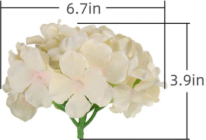 TETOU 10Pcs Silk Hydrangea Heads, Artificial Flowers Heads Fake Flower with Stems for Home Wedding Family Party Decoration - Champagne