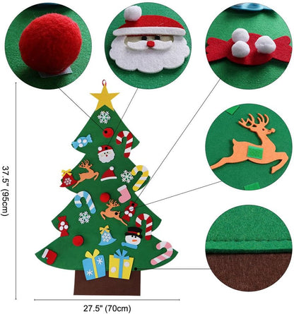 TETOU 3Ft DIY Felt Christmas Tree for Kids, Felt Xmas Tree Set with 26pcs Ornaments, Christmas Decorations Indoor Wall Hanging Kids Gift