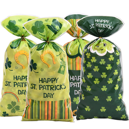 TETOU 50pcs St. Patrick Candy Treat Bags Cellophane Gift Snack Bag with Ties Party Favor Supplies