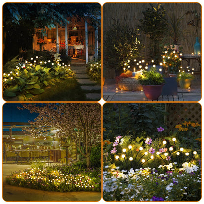 TETOU 4 Pack Solar Garden Lights Waterproof Swaying Solar Firefly String Light for Christmas Pathway Landscape Patio Decor