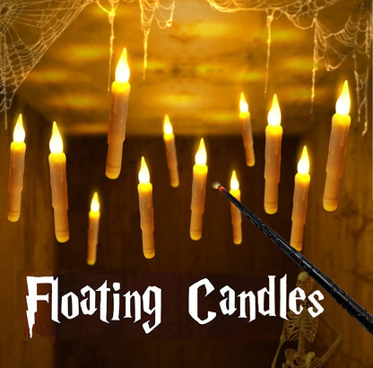 TETOU Floating LED Candles with Wand Remote Control Flameless Candle for Hallowe'en Home Thanksgiving Christmas Party Decoration