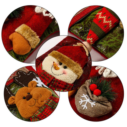 TETOU 3Pcs 18'' Christmas Stocking 3D Plush Santa, Snowman, Elk Xmas Character Classic Large Stockings for Family Kids Holiday Christmas Party Decorations