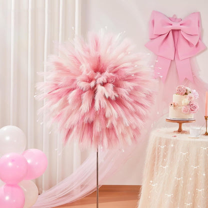 TETOU 50pcs Pampas Grass,17in Artificial Fluffy Vase Filler Flower Arrangement for Home Room Birthday Bathroom Party Wedding Boho Decoration(Blush & Cream & Pink)