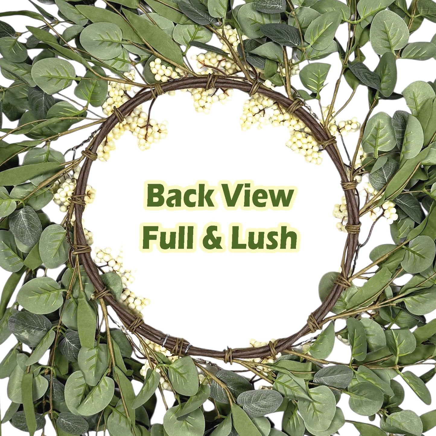 TETOU 20.5" Artificial Wreath, Eucalyptus Wreath, Spring Summer Wreath for Front Door Outside Farmhouse Decor Eucalyptus Wreath Window Hanging Wall Party Decorations