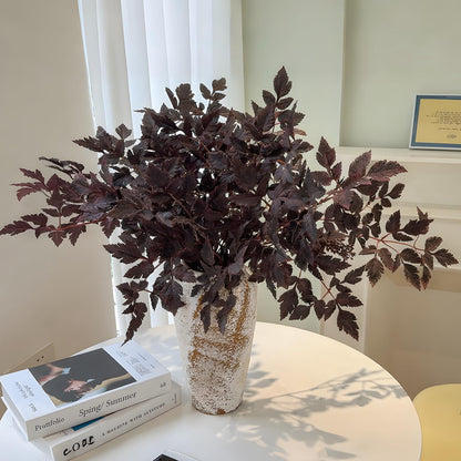 TETOU 3 Pcs 32" Artificial Cimicifuga Plant Leaf Stems,Fall Faux Plum Cimicifuga Ramosa Leaf Branch for Autumn Harvest Halloween Home Vase Wedding Farmhouse Table Mantel Decor