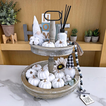 TETOU 6pcs Mini Pumpkins Artificial White Foam Pumpkins for Halloween Home Fall Thanksgiving Harvest Centerpiece Decoration
