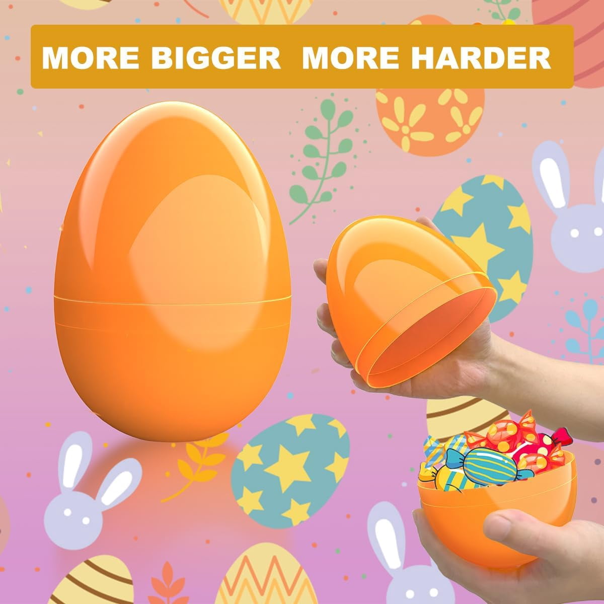 TETOU 6/12pcs Jumbo Filable Easter Eggs,6" Plastic Bright Color Giant  Easter Egg for Easter Egg Hunt Surprise Egg Party Supplies